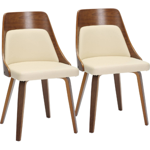 Anabelle Dining Accent Chair in Walnut & Cream Leatherette (Set of 2)